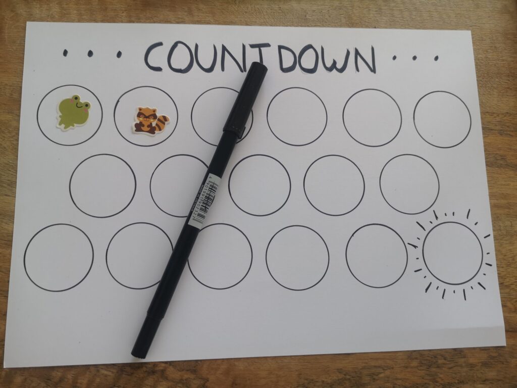 Ferien Countdown für Kinder basteln mit Stickern